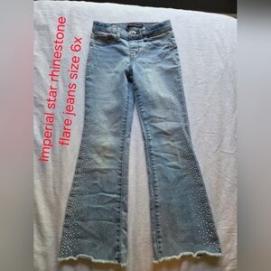 Imperial Star Kids Rhinestone Flare Jeans - Light Blue